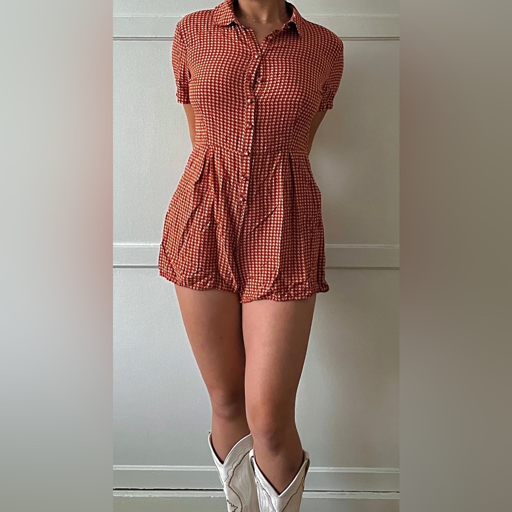 70s houndstooth romper for women Size S